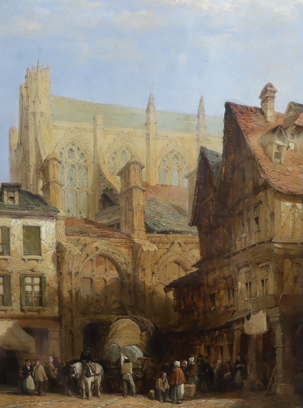 Lewis John Wood RI (1813-1901), oil on board, 'Church of St Nicolas, Rouen', signed verso and dated 1852, 40 x 30cm.